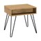 Saltoro Sherpi 24 Inch Modern Side End Table, Golden Oak Wood, Black Metal Hairpin Legs